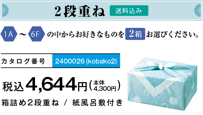 2段重ね お好みの美味を2箱組み合わせ 税込3,996円