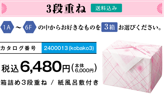 3段重ね お好みの美味を3箱組み合わせ 税込5,400円